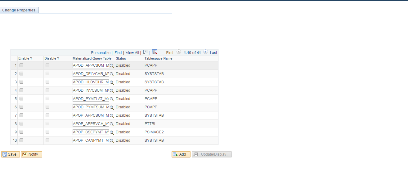 Change Properties: Materialized View Change Properties: Materialized View