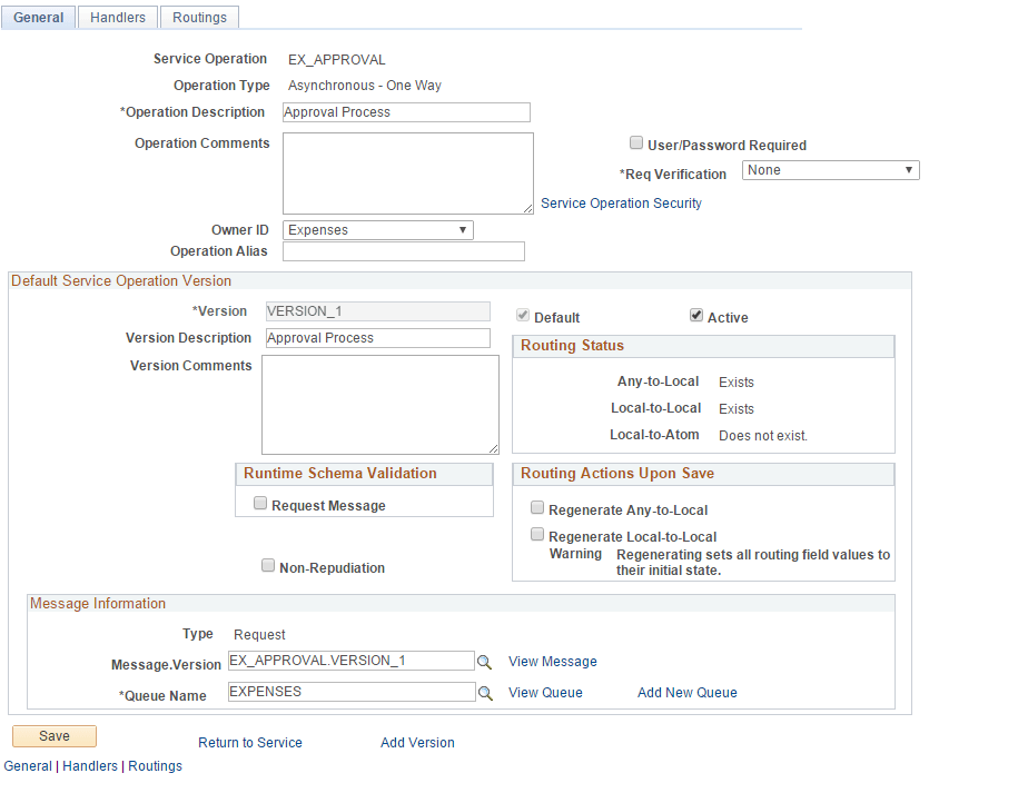 Service Operations-General page Service Operations-General page