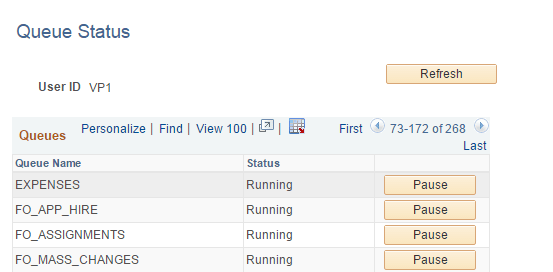 Queue Status page