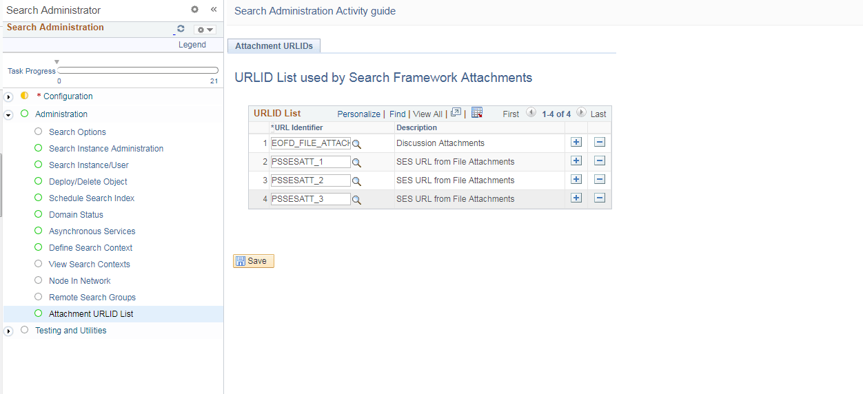 Attachments URLIDs List page Attachments URLIDs List page