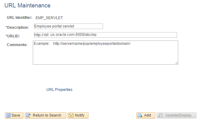 URL Maintenance page URL Maintenance page