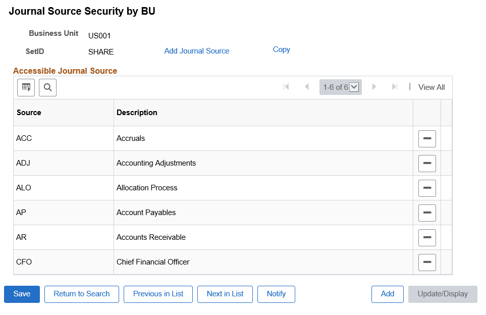 Page Modal Example Enabling Journal Source Security