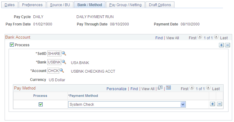 Bank / Method page