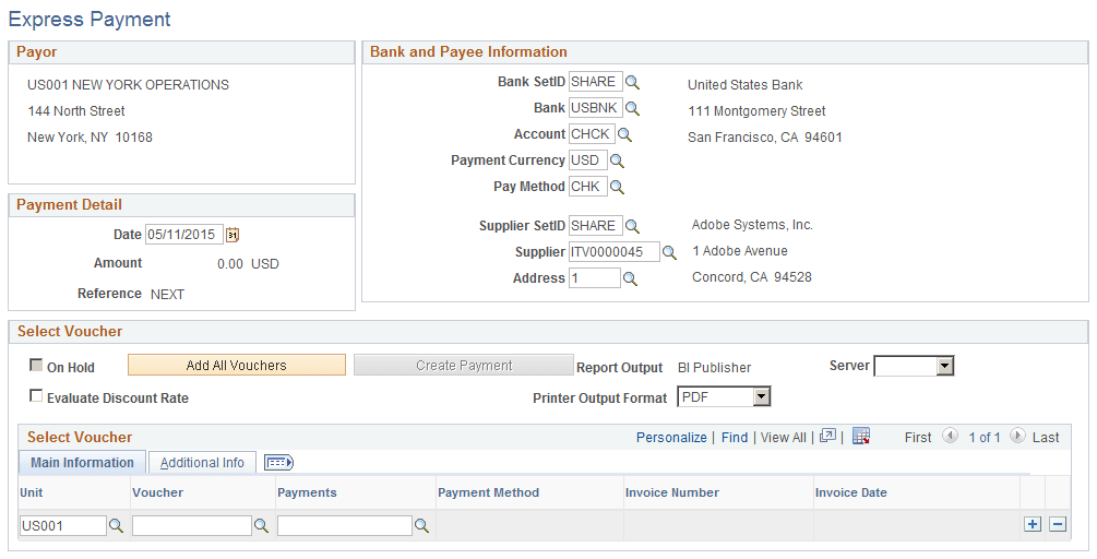 Express Payment page Express Payment page