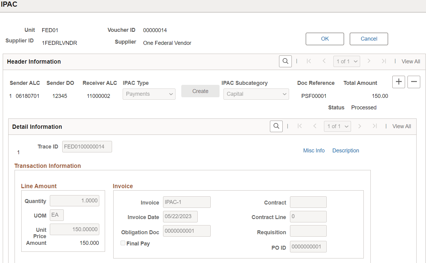 IPAC page after clicking create (1 of 2)