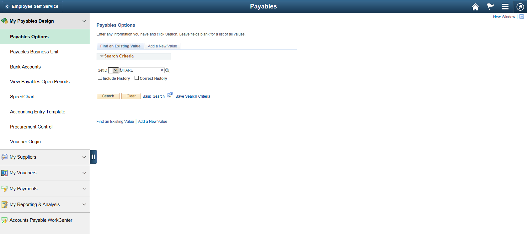 Payables page Payables page