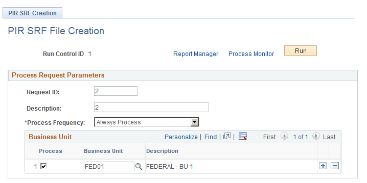 PIR SRF File Creation page PIR SRF File Creation page