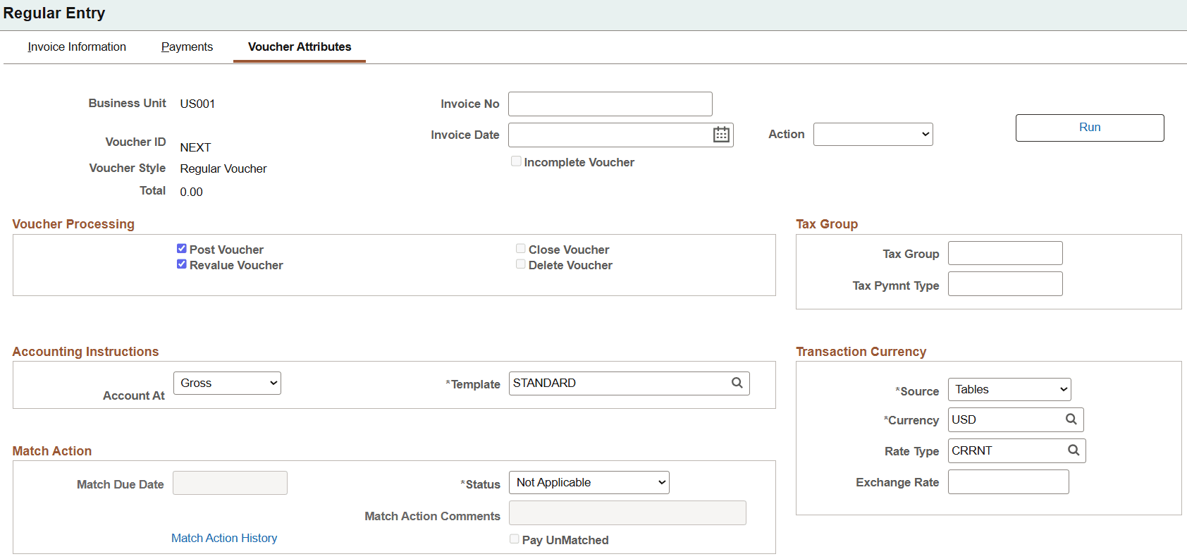 Voucher attributes page (1 of 2)