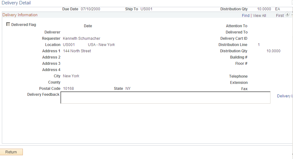 Delivery Detail page Delivery Detail page