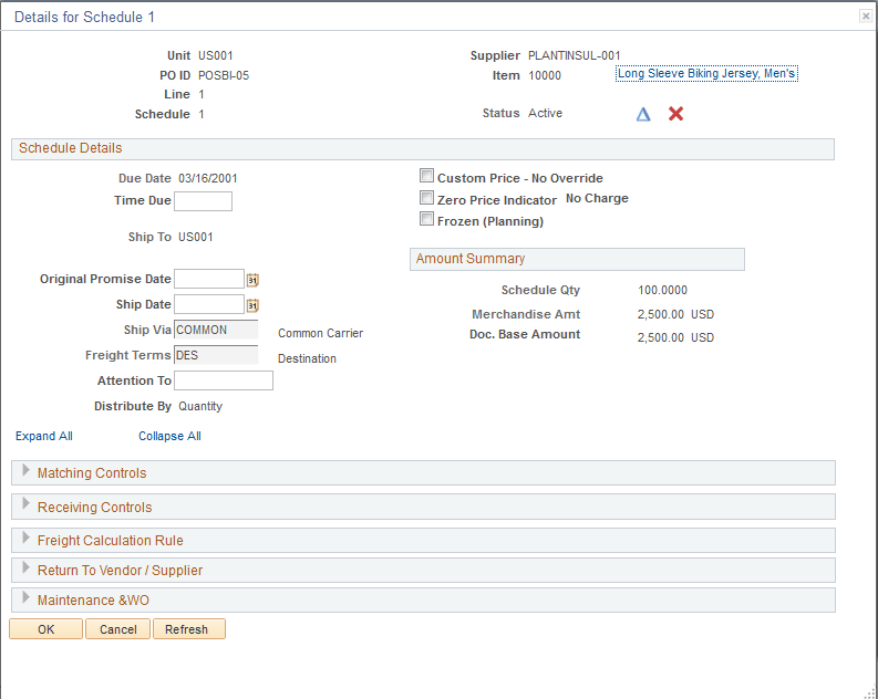 Details for Schedule page Details for Schedule page