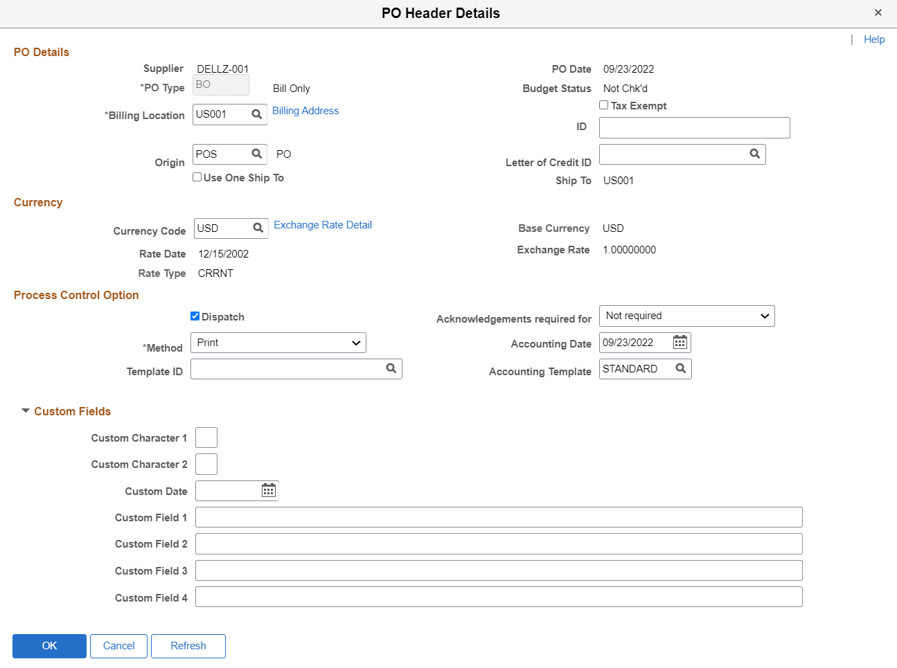 PO Header Details PO Header Details