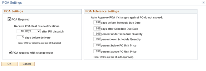 POA Settings page POA Settings page