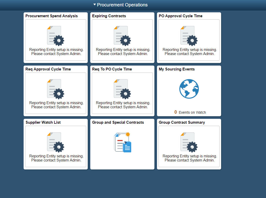 Procurement Operations page Procurement Operations page