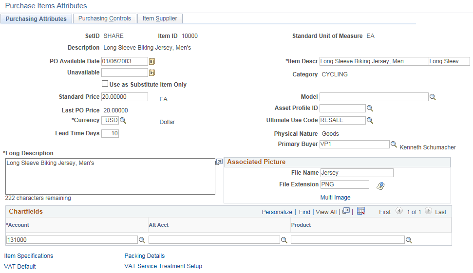 Purchasing Attributes page Purchasing Attributes page