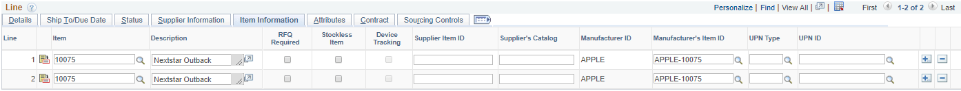 Requisition - Item Information Page Requisition - Item Information Page