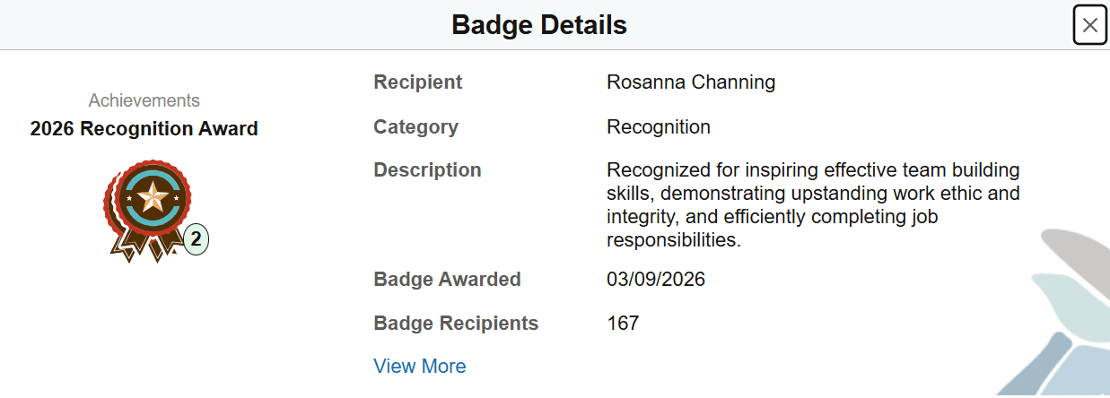 Badge Details page
