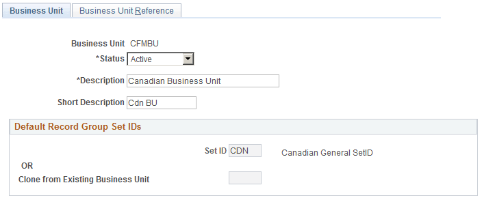 Business Unit page
