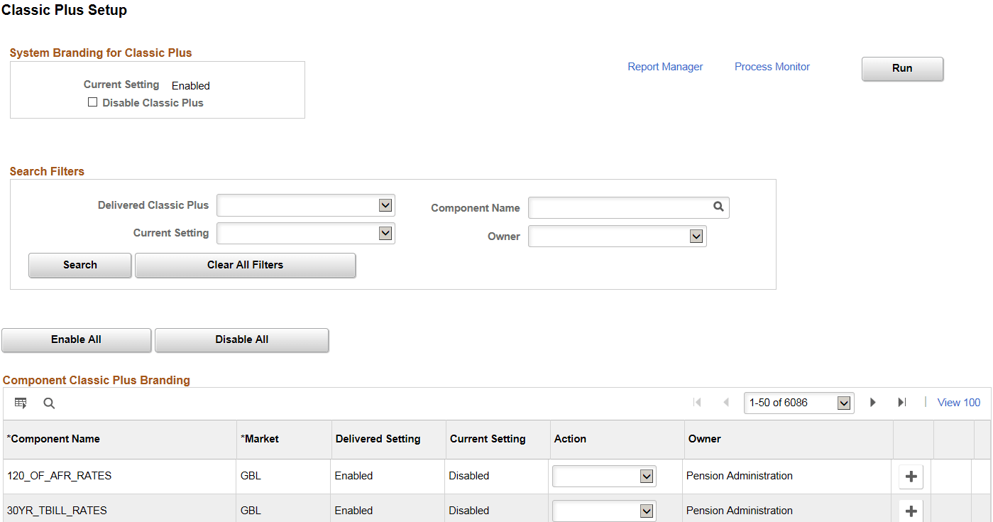 Classic Plus Setup page Classic Plus Setup page