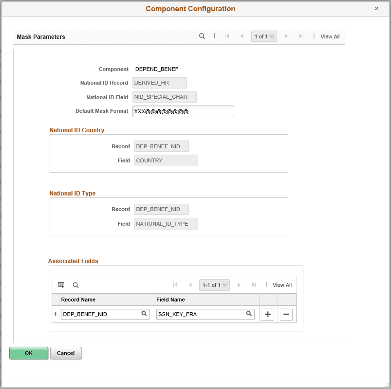 Component Configuration (National ID) modal Component Configuration (National ID) modal