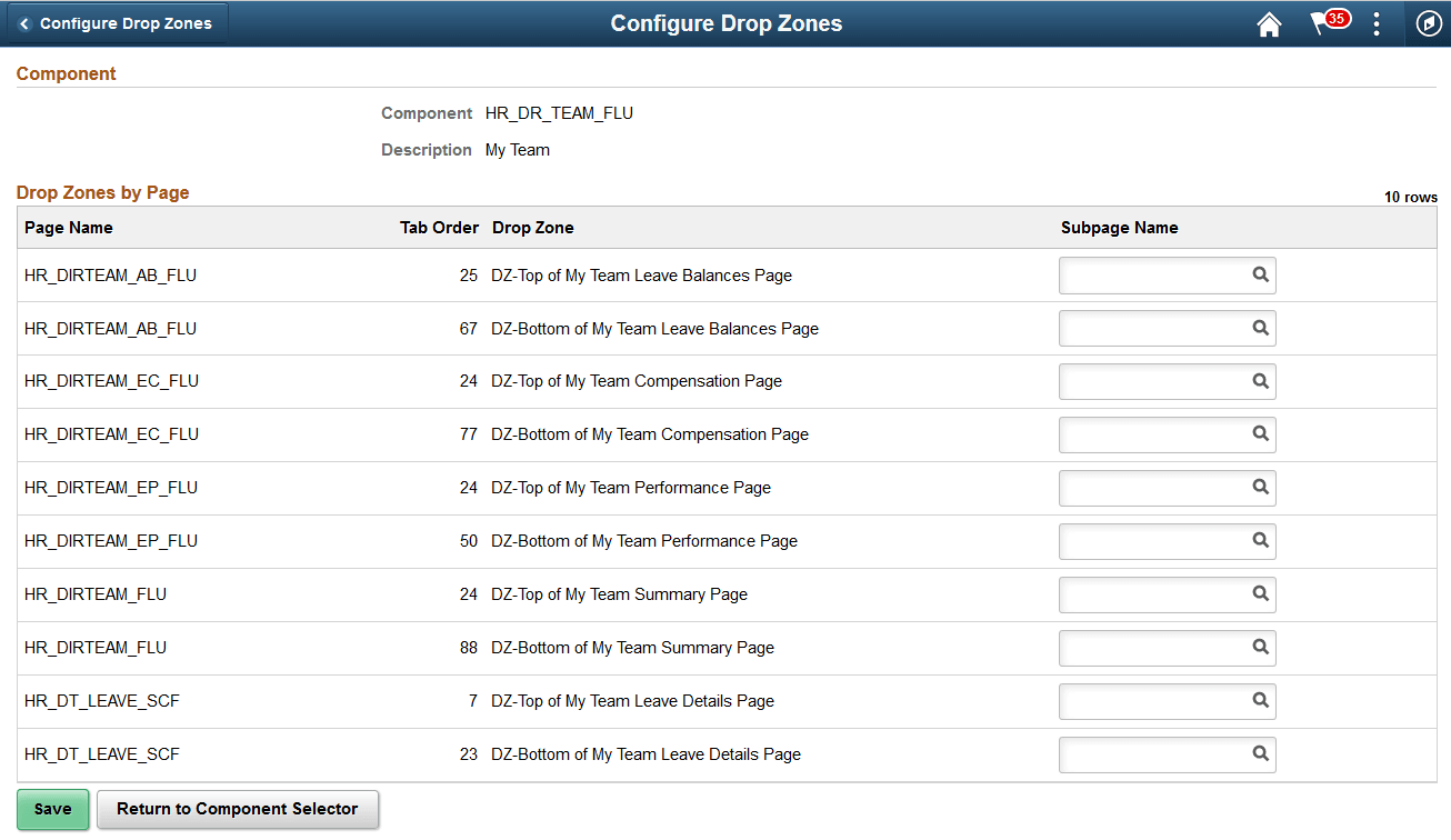 Configure Drop Zone page Configure Drop Zone page