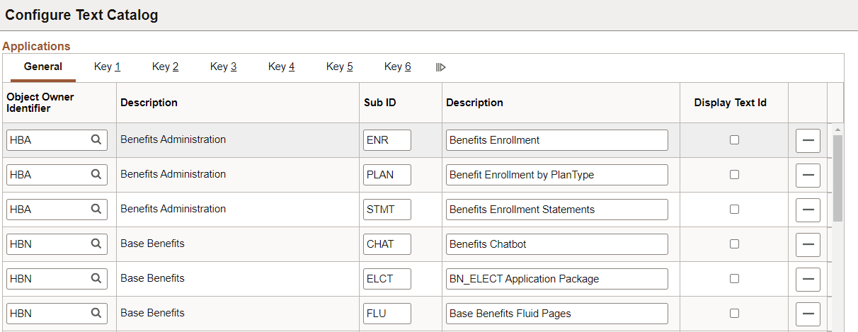 Configure Text Catalog page: General tab Configure Text Catalog page: General tab