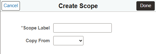 Create Scope page Create Scope page