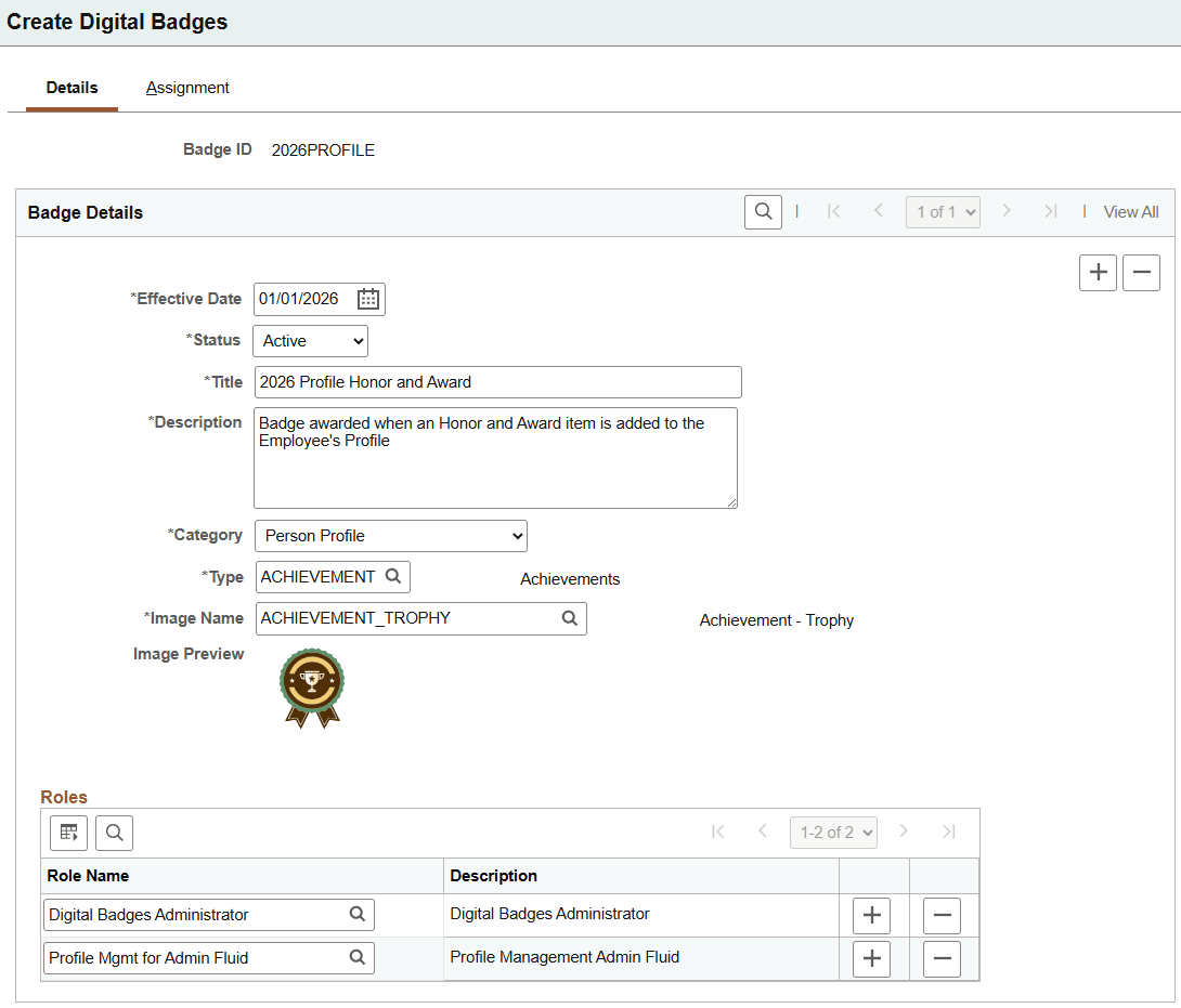 Create Digital Badges - Details page Create Digital Badges - Details page