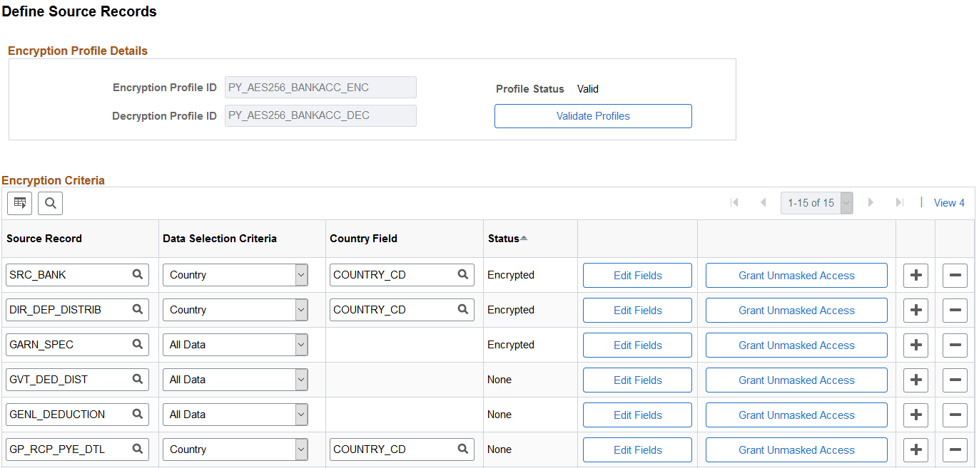 Define Source Records page Define Source Records page