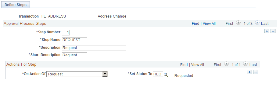 Define Steps page Define Steps page