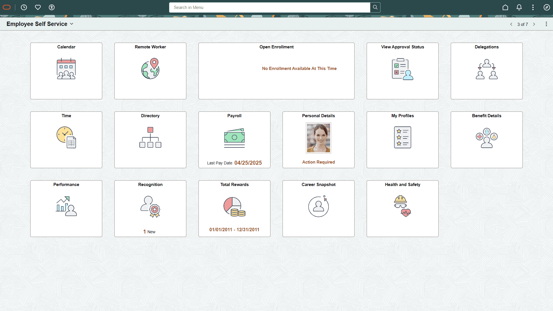 Employee Self Service homepage Employee Self Service homepage