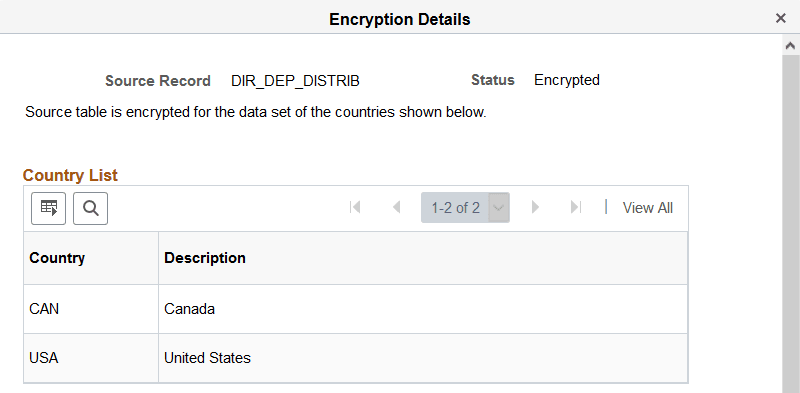 Encryption Details page Encryption Details page