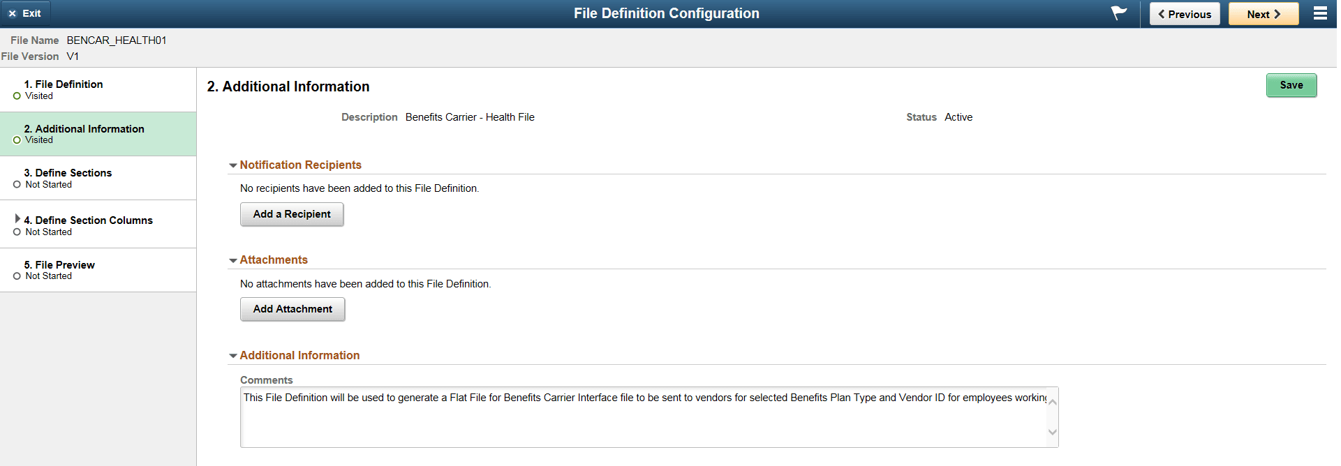 File Definition Configuration - Additional Information Page File Definition Configuration - Additional Information Page