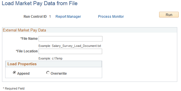 Load Market Pay Data from File page Load Market Pay Data from File page