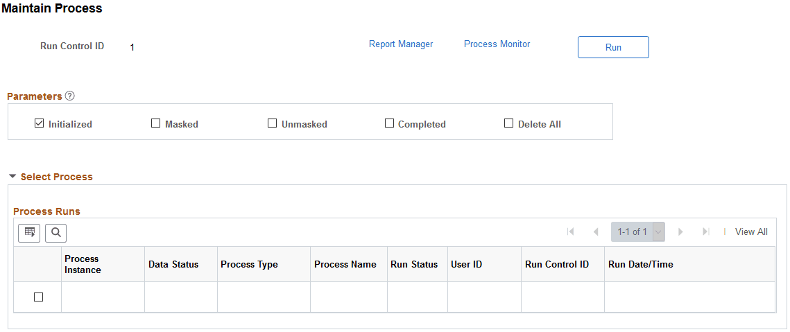 Maintain Process page Maintain Process page