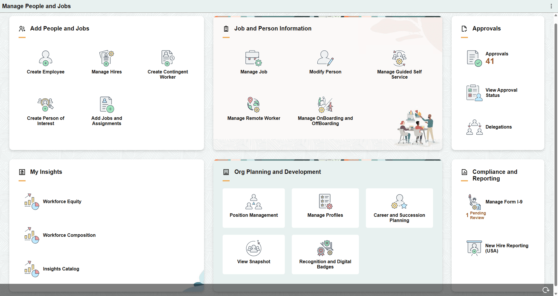 Manage People and Jobs dashboard