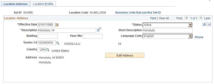 Military Location - Location Address page Military Location - Location Address page