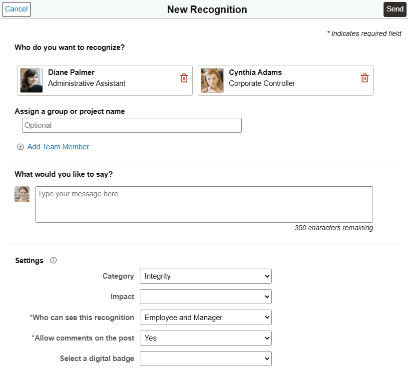 New Recognition page New Recognition page