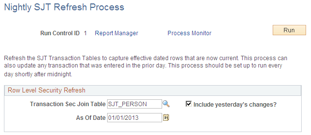 Nightly SJT Refresh Process page Nightly SJT Refresh Process page