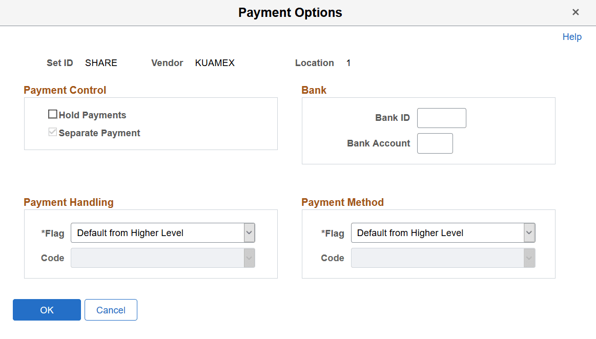 Payment Options page Payment Options page