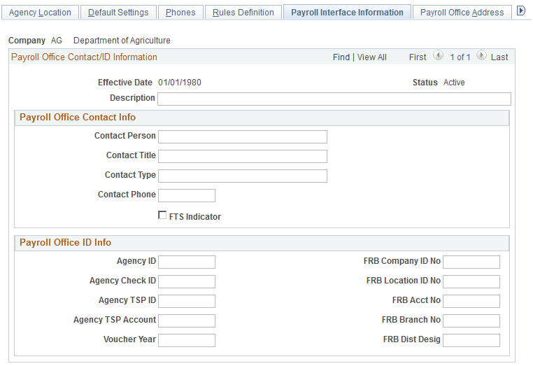 Payroll Interface Information page Payroll Interface Information page