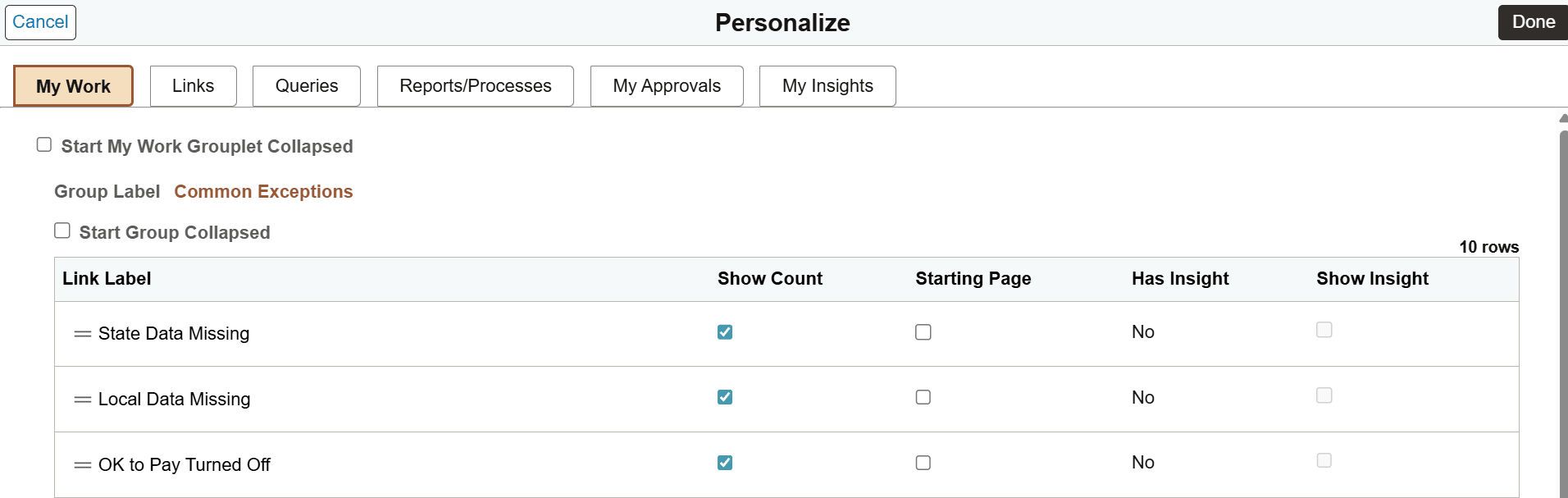 Personalize page Personalize page