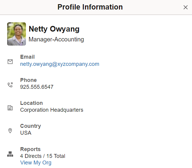 Profile Information page Profile Information page