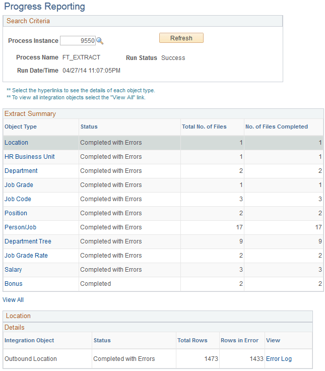 Progress Reporting page Progress Reporting page
