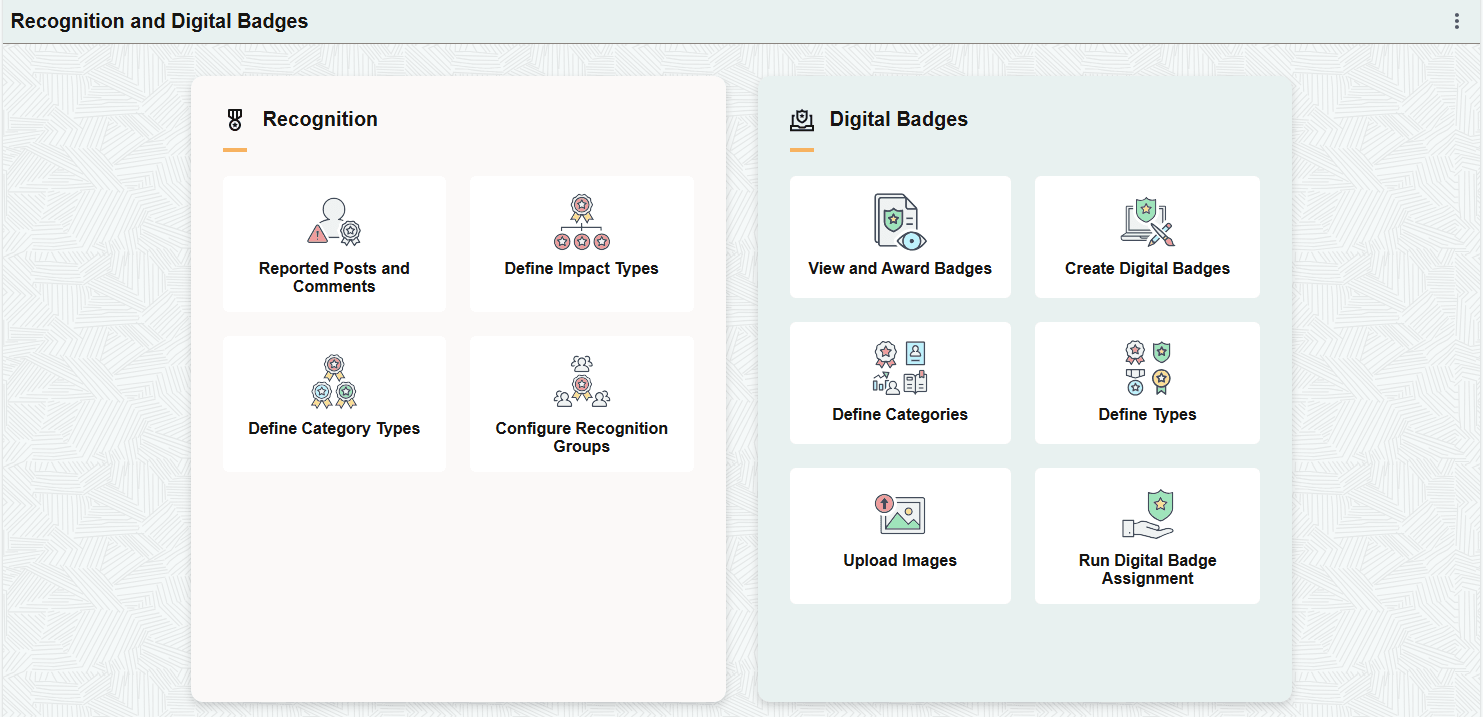 Recognition and Digital Badges dashboard