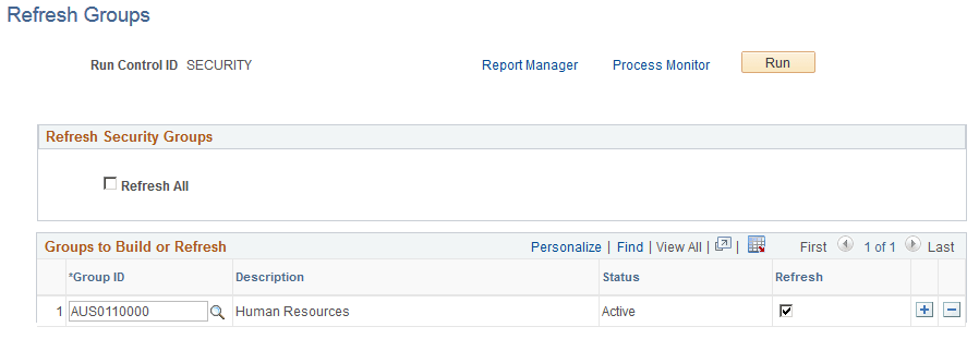 Refresh Groups page Refresh Groups page
