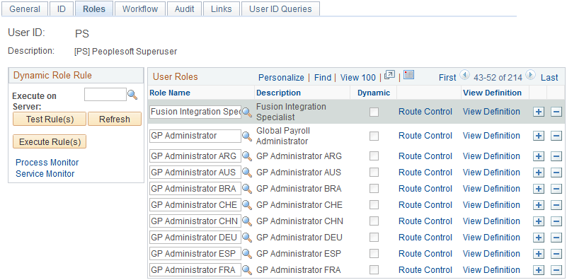 Roles page