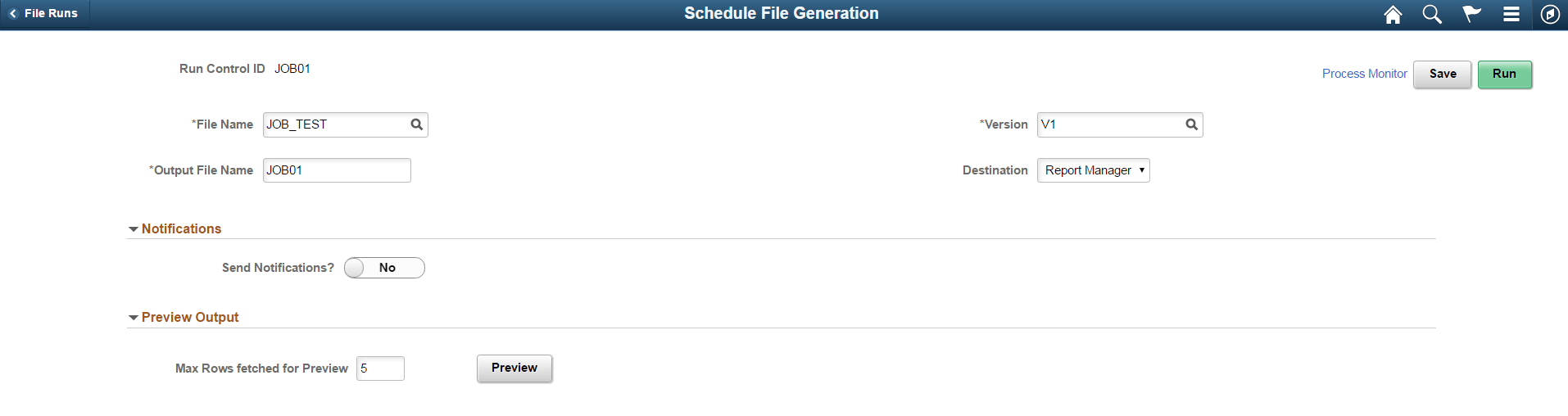 Schedule File Generation page Schedule File Generation page