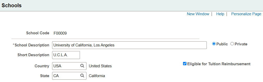Schools page