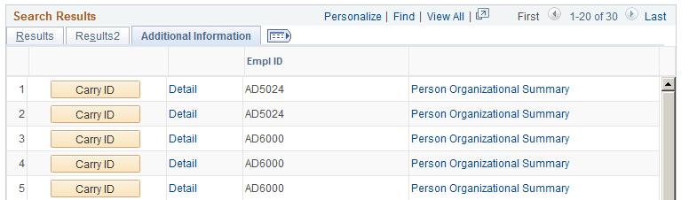 Search Results page: Additional Information tab (for an automatic search) Search Results page: Additional Information tab (for an automatic search)