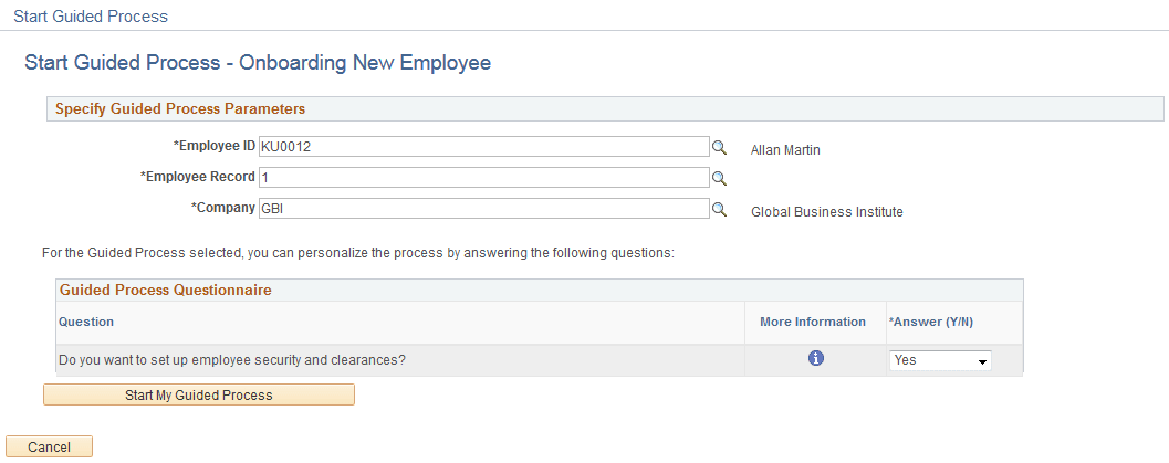 Start Guided Process page Start Guided Process page
